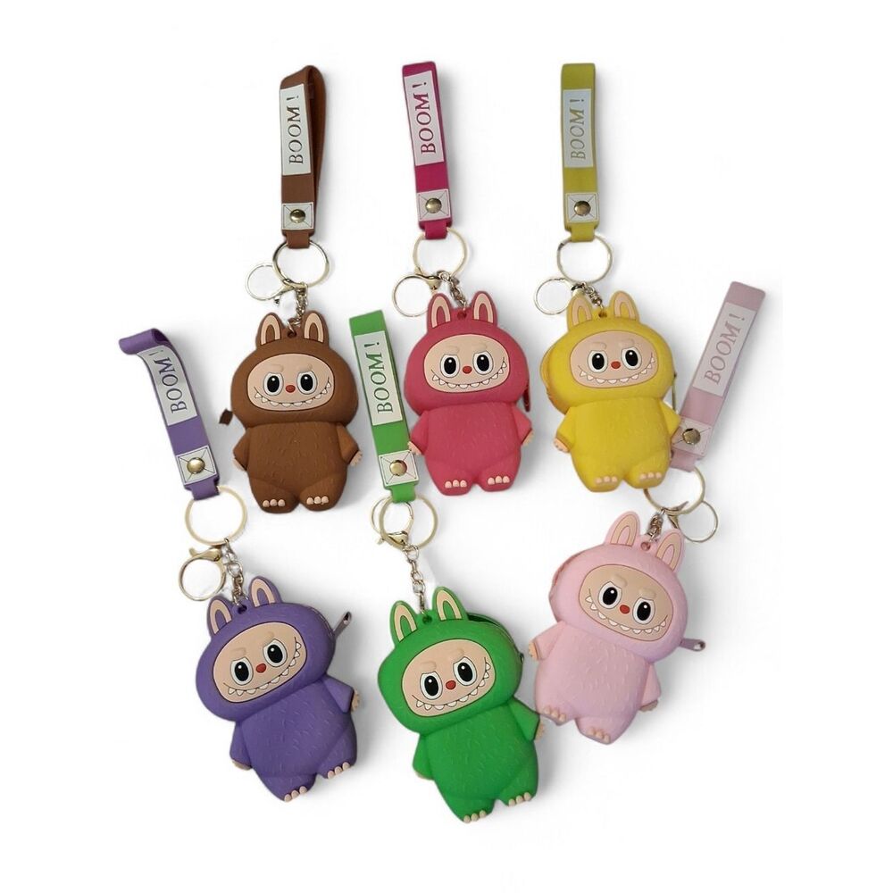 LABUBU Silicone Squishy Coin Purse Keychain. You Pick The Color. New